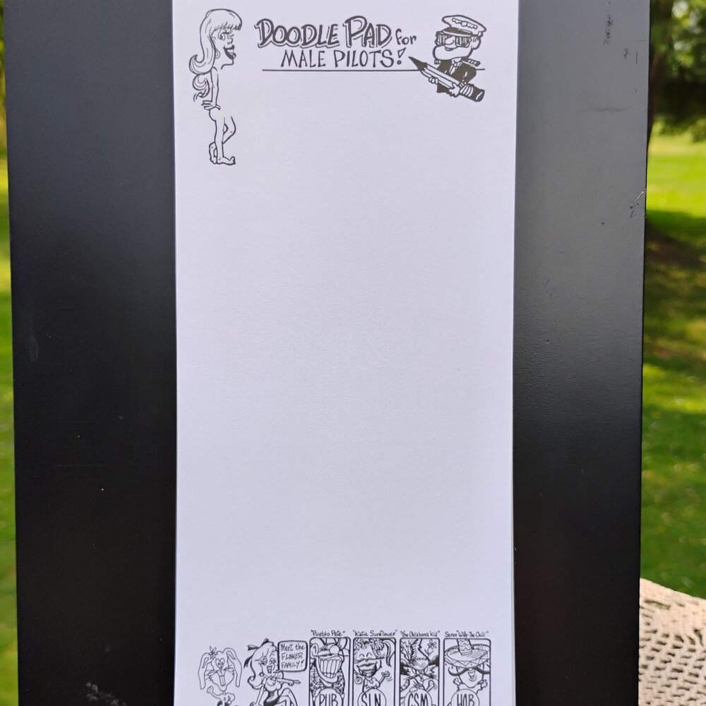 advertising notepad Doodle Pad for Male Pilots advert for Flower Aviation 1990s
